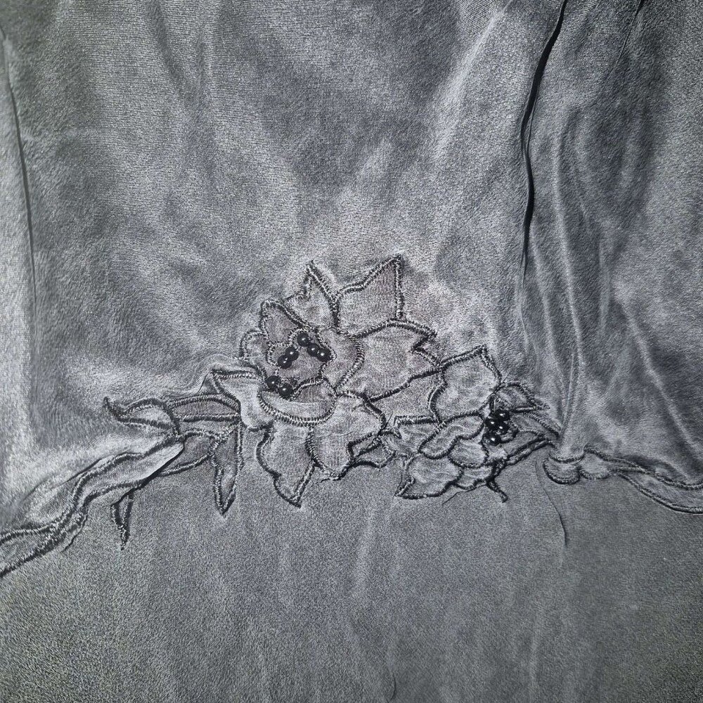Victoria’s Secret Black Chiffon Floral Slip Chemise – Small, Romantic Y2K Linger - Picture 3 of 9